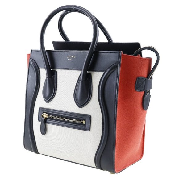 CELINE Luggage Handbag Micro shopper Tricolor black/Orange / beige - Picture 4 of 8